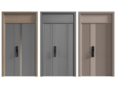 现代带密码锁的子母入户平开门