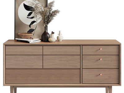 侘寂风实木玄关柜、边柜