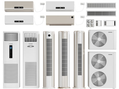 现代壁挂式空调、暖风扇3d模型 现代壁挂式空调、暖风扇