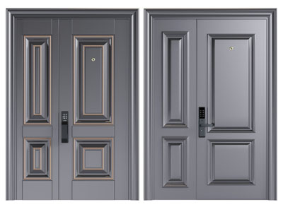 现代带密码锁的子母入户平开门