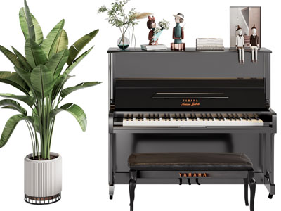 现代钢琴、琴凳3d模型 现代钢琴、琴凳