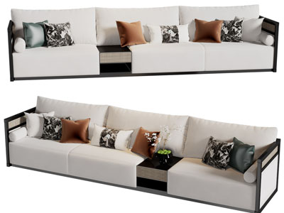 新中式多人沙发