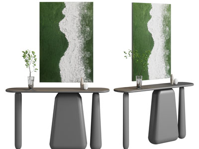 现代端景台、挂画3d模型 现代端景台、挂画