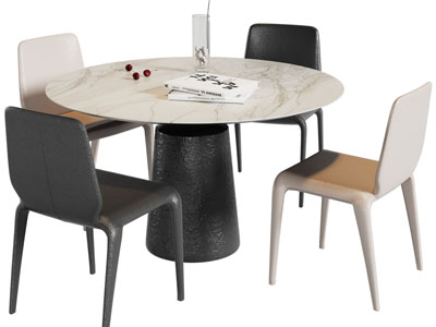 现代圆形餐桌椅组合