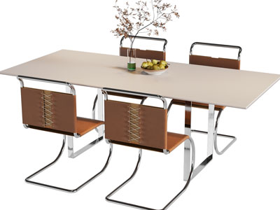 现代长方形餐桌椅组合