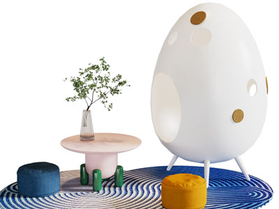 现代儿童桌、卡通蛋形休闲椅子