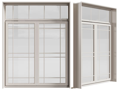 现代玻璃双扇平开门