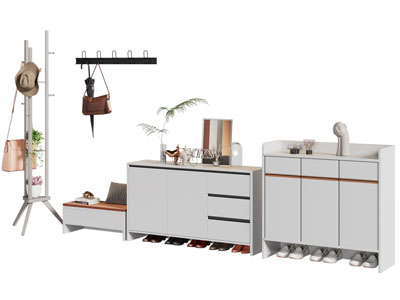 现代玄关鞋柜、衣架