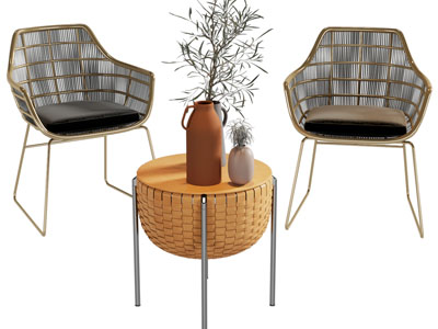 现代轻奢休闲椅子、边几