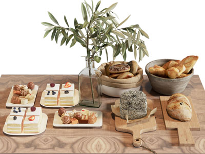 现代面包、蛋糕餐盘食物