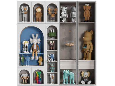 现代Kaws公仔、暴力熊摆件装饰柜、展柜