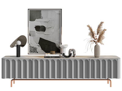 现代电视柜、摆件组合