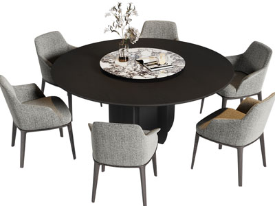 现代圆形餐桌椅组合