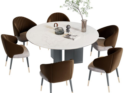 现代圆形餐桌椅组合