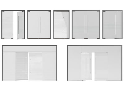 现代办公玻璃双开门、大门