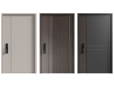 现代带密码锁的子母入户平开门