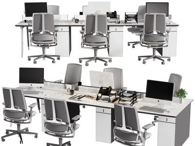 现代多人位办公桌椅组合