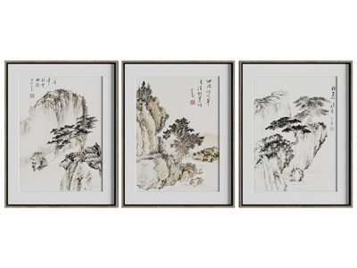 新中式山脉装饰挂画3d模型 新中式山脉装饰挂画