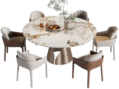 现代圆形餐桌椅组合