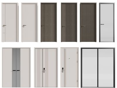 现代单扇、双扇平开门、推拉门