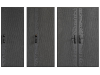 现代带密码锁的单扇、双扇、子母入户平开门