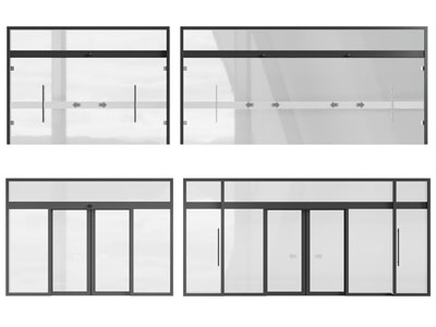 现代办公室玻璃感应平开门
