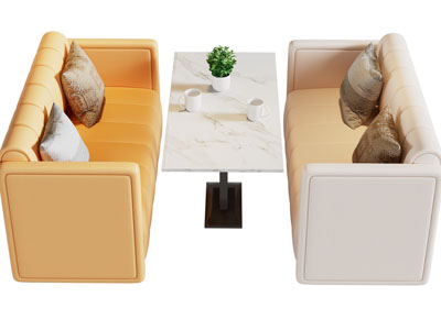 现代卡座餐桌椅组合