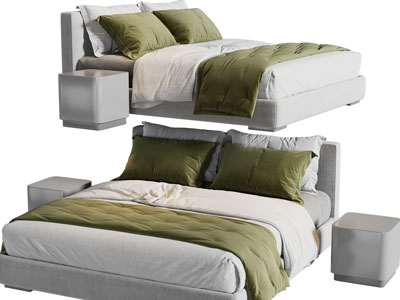 现代布艺双人沙发3d模型 现代布艺双人沙发