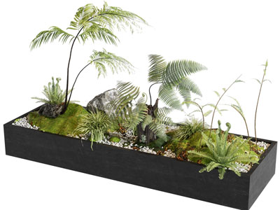 现代花草、石子景观园艺小品