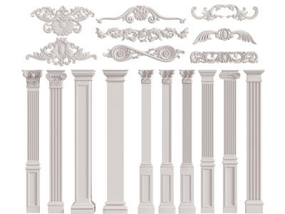 欧式雕花、方形罗马柱子3d模型 欧式雕花、方形罗马柱子