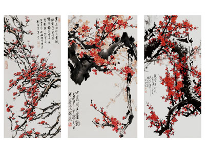 新中式梅花装饰挂画3d模型 新中式梅花装饰挂画