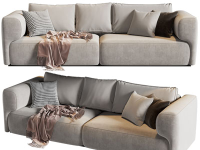 现代布艺双人沙发3d模型 现代布艺双人沙发