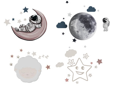 现代卡通星球、月亮墙饰挂件