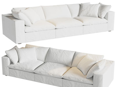 现代布艺多人沙发