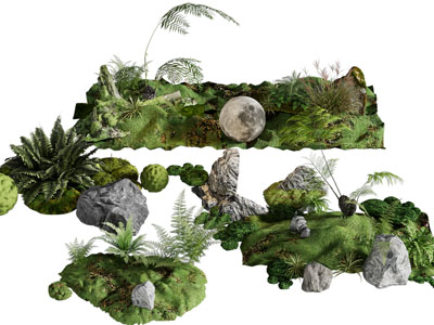 现代花草苔藓景观园艺小品