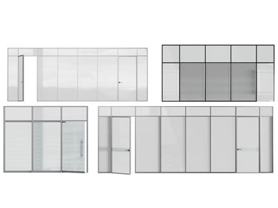 现代办公玻璃双扇大门