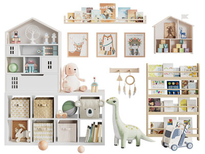 北欧实木儿童装饰柜、书架