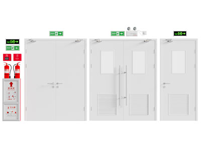 现代金属防火平开门、消防设备3d模型 现代金属防火平开门、消防设备