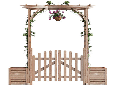 美式实木花架、 大门