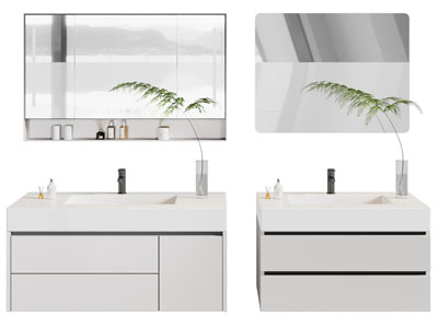 现代洗手台、镜柜