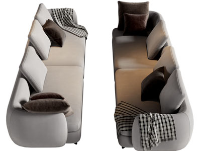 现代布艺多人沙发