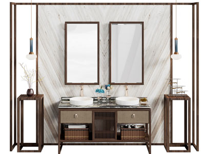 新中式双盆洗手台