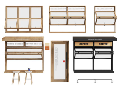 北欧门店折叠窗户、平开门