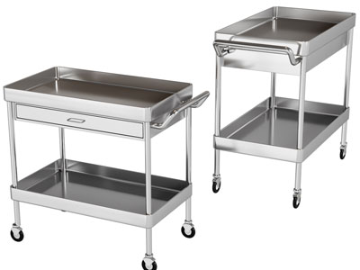 现代不锈钢送餐车、小推车