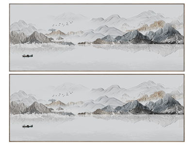 新中式山水装饰挂画3d模型 新中式山水装饰挂画