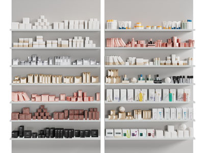 现代化妆品展柜、货架3d模型 现代化妆品展柜、货架