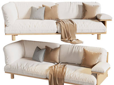 现代布艺双人沙发3d模型 现代布艺双人沙发