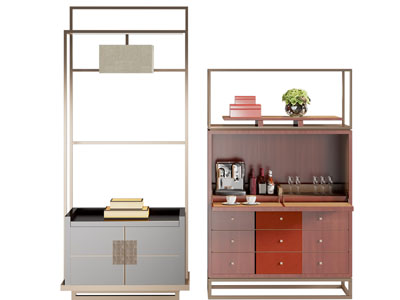 新中式餐边柜、装饰架