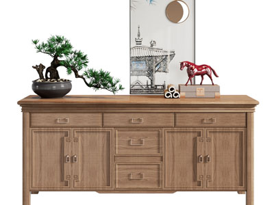 新中式实木玄关柜、边柜