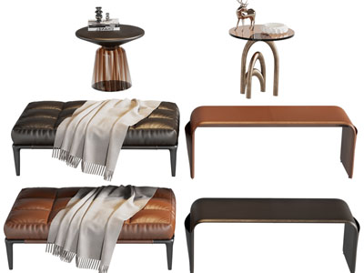 现代长方形沙发凳、边几